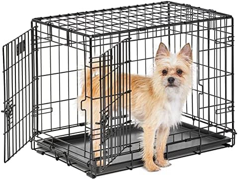 Small breed double door folding metal crate 24 in