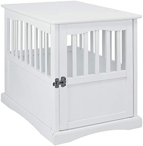 White wooden indoor kennel end table