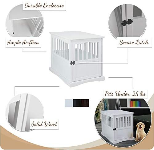 White wooden indoor kennel end table — photo 3