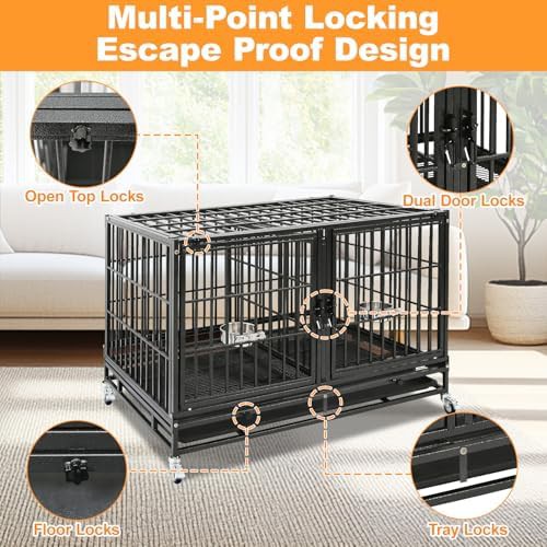 Stackable double dog crate with divider panel — photo 5