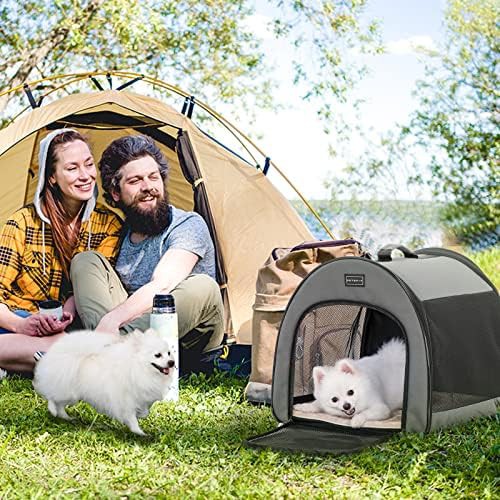 Lightweight gray travel kennel with thick mat — photo 5