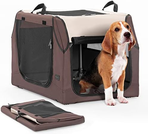Brown soft sided crate for car use