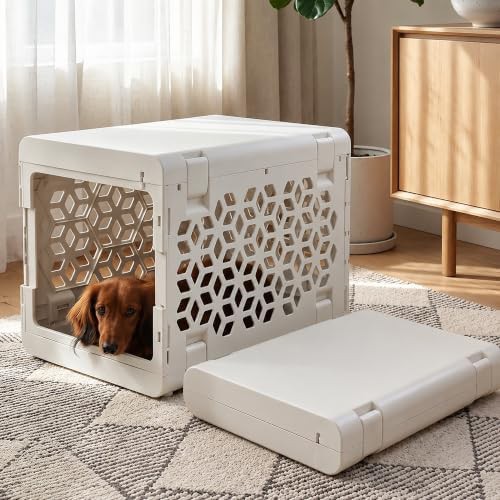 White collapsible portable puppy crate