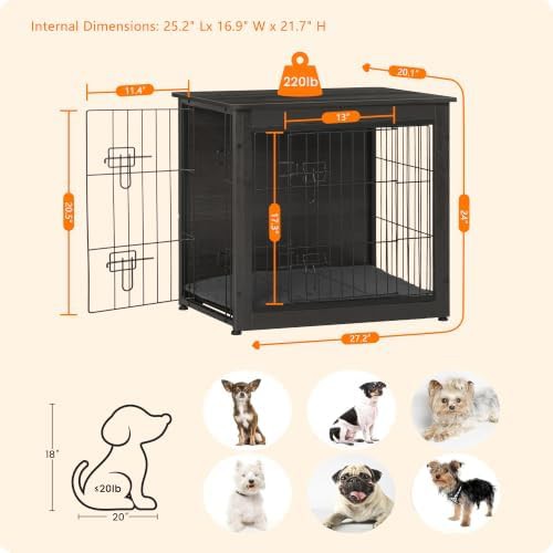 27 inch wooden indoor dog crate furniture — photo 5