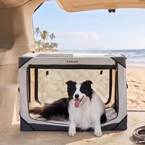 Light grey four door portable kennel 36 in