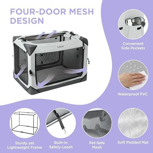 Light grey four door portable kennel 36 in — photo 5