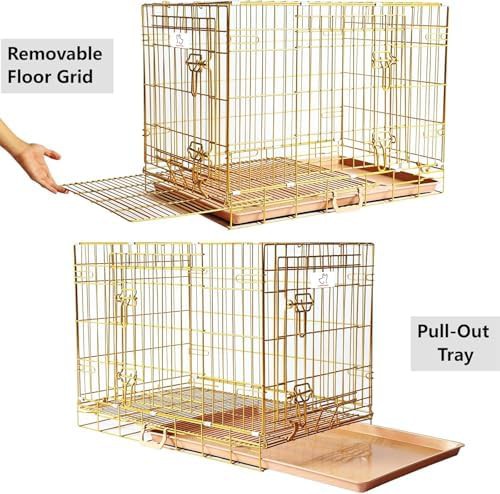 Copper gold puppy crate with removable tray — photo 5