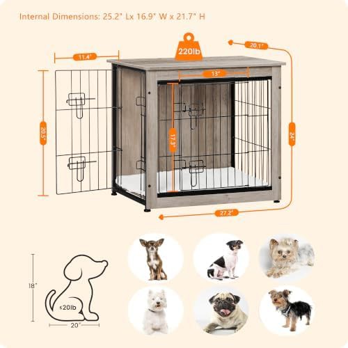 27 inch double door indoor dog crate furniture — photo 5