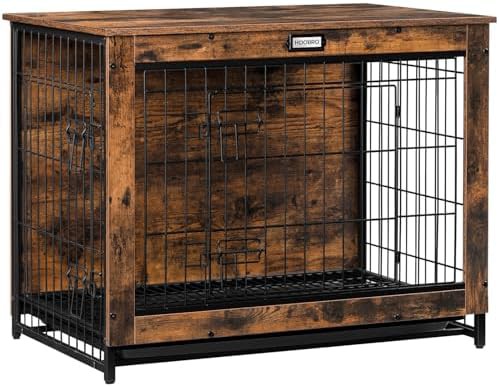 Rustic brown medium indoor dog kennel