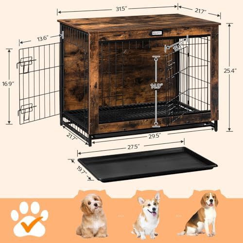 Rustic brown medium indoor dog kennel — photo 5