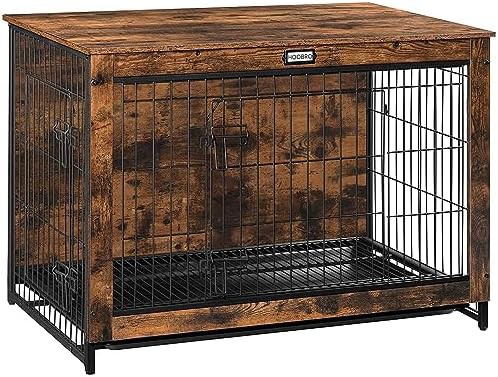 Rustic brown large indoor dog kennel
