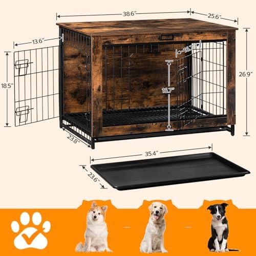 Rustic brown large indoor dog kennel — photo 3