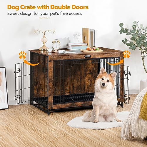 Rustic brown large indoor dog kennel — photo 4