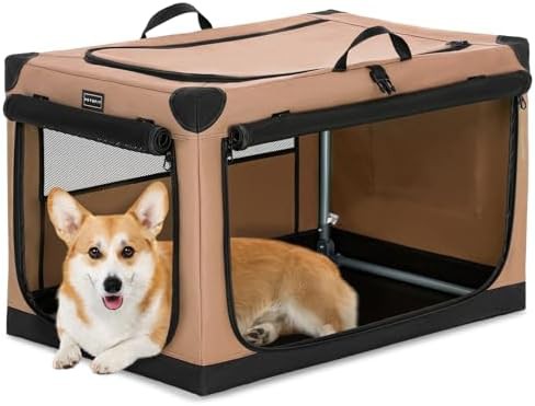 Khaki medium large crate with mesh doors