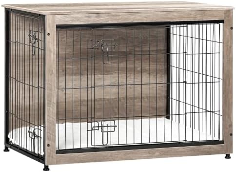 38.5 inch greige wooden dog kennel table