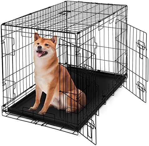 Double Door Collapsible Metal Dog Kennel 36 Inch