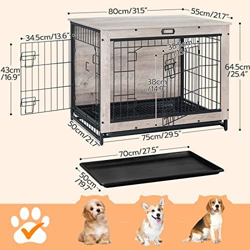 Greige medium indoor dog kennel with tray — photo 4