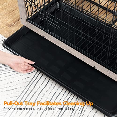 Greige medium indoor dog kennel with tray — photo 5