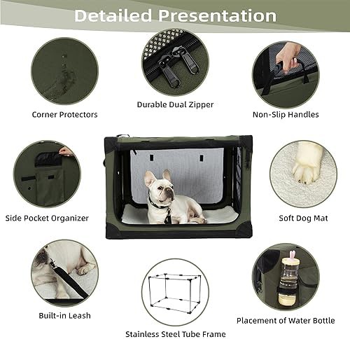Olive Green 4-Door Soft Sided Travel Crate — photo 3