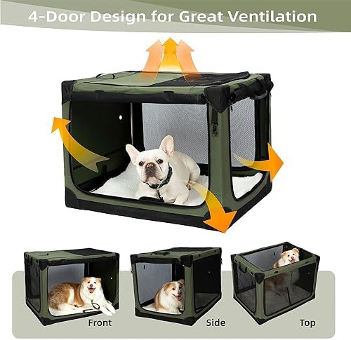 Olive Green 4-Door Soft Sided Travel Crate — photo 5