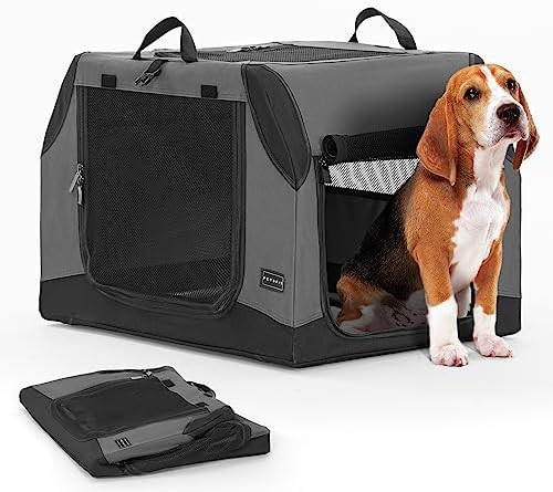 Gray mesh three door travel crate
