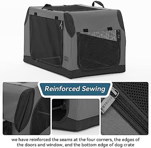 Gray mesh three door travel crate — photo 4