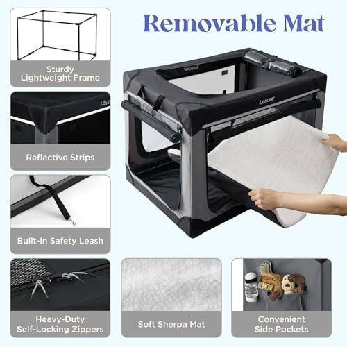 Black medium soft collapsible travel crate 30 in — photo 5