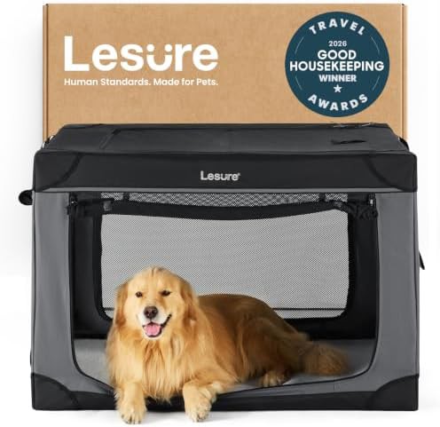 Black extra large soft collapsible crate 42 in