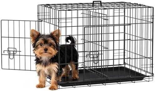 Small black metal wire travel crate