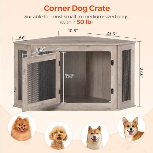 Greige and black corner dog crate table — photo 3