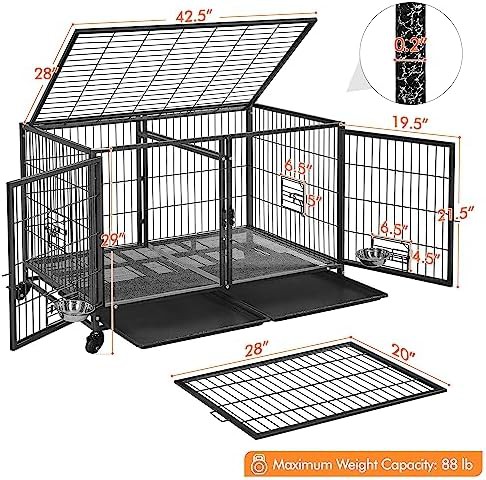 Stackable black metal crate with divider — photo 3