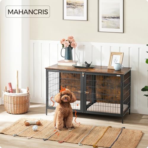 Rustic brown double dog crate with divider 43.3 — photo 3
