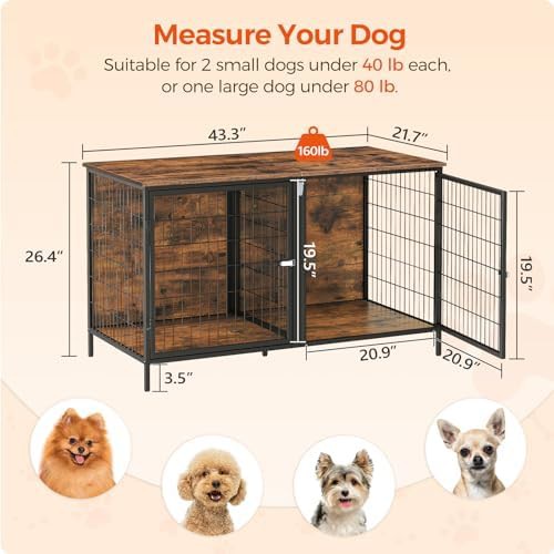Rustic brown double dog crate with divider 43.3 — photo 5