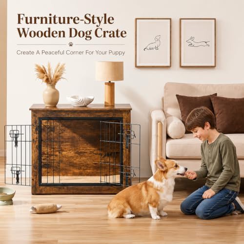 Yaheetech 27.5 inch wooden dog crate furniture — photo 3