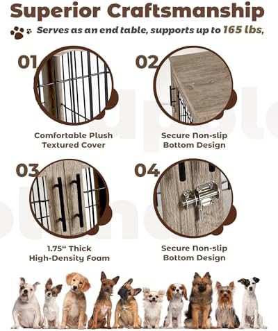 Greige three door furniture dog kennel — photo 4