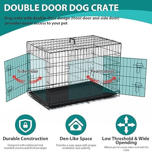 Black double door 48 inch wire cage — photo 3