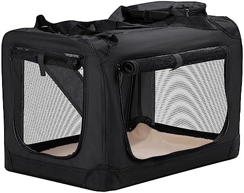Portable soft sided collapsible pet kennel
