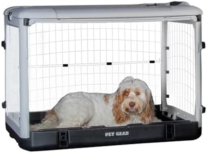 Grey Four Door Steel Travel Crate