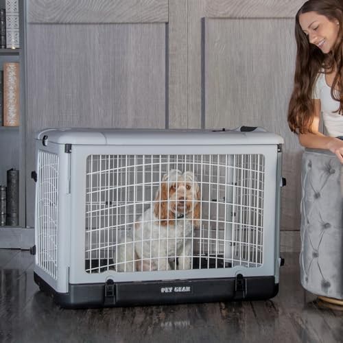 Grey Four Door Steel Travel Crate — photo 3