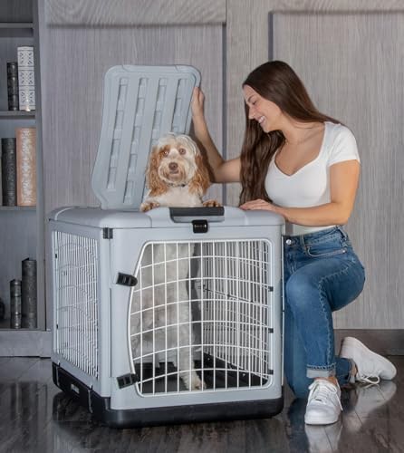 Grey Four Door Steel Travel Crate — photo 4