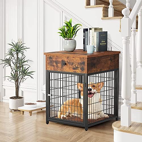 Brown wooden furniture style kennel end table — photo 3