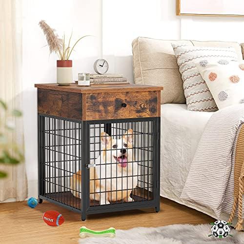 Brown wooden furniture style kennel end table — photo 4