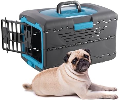 Ultra lightweight collapsible blue pet crate