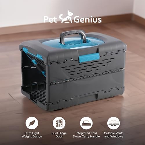 Ultra lightweight collapsible blue pet crate — photo 3