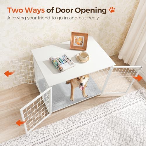 White wooden dog crate with cushion 31.5 — photo 4