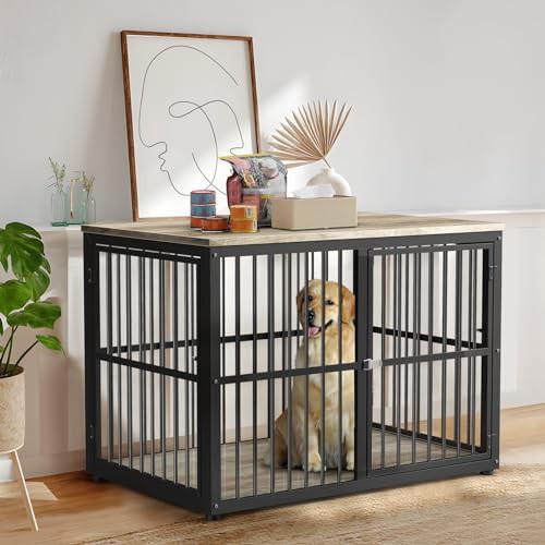Triple door wooden pet crate 43 inch