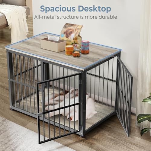 Triple door wooden pet crate 43 inch — photo 3