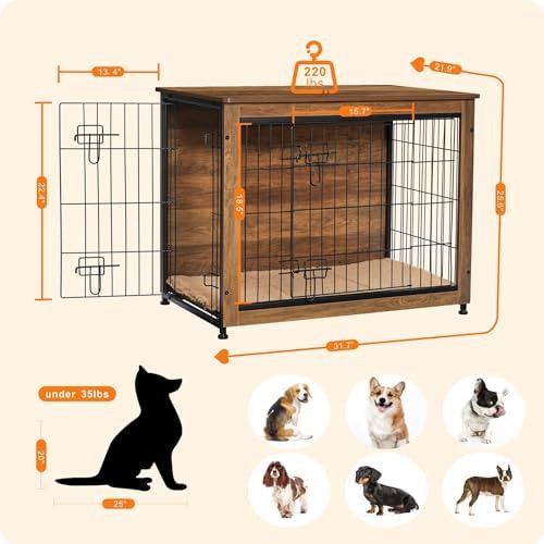 32.5 inch double door wooden dog kennel — photo 3