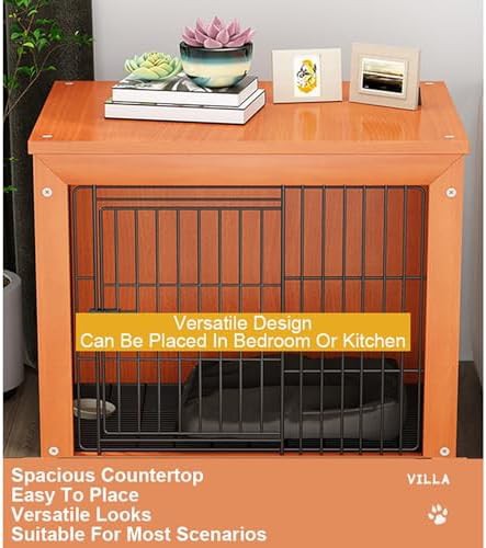 Walnut wooden end table dog crate — photo 3