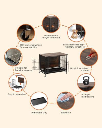 Rustic brown wooden dog crate end table — photo 4